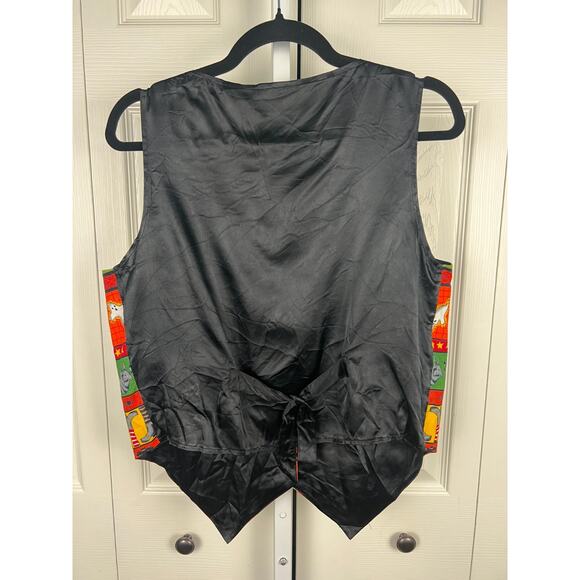 Basic Editions colorful whimsical happy halloween vest women's medium orange blk - Picture 4 of 7